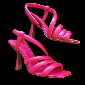 Mercedes Castillo Aline Pink Strappy Square Open Toe Pink Heels 7.5 37.5 new